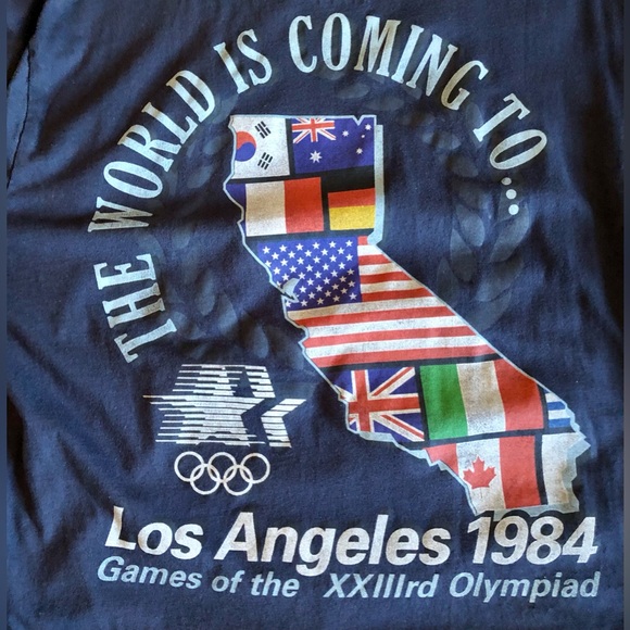 Hollister Los Angeles 1984 Olympics Navy Blue Short Sleeve T-Shirt Men's XL - Picture 1 of 5